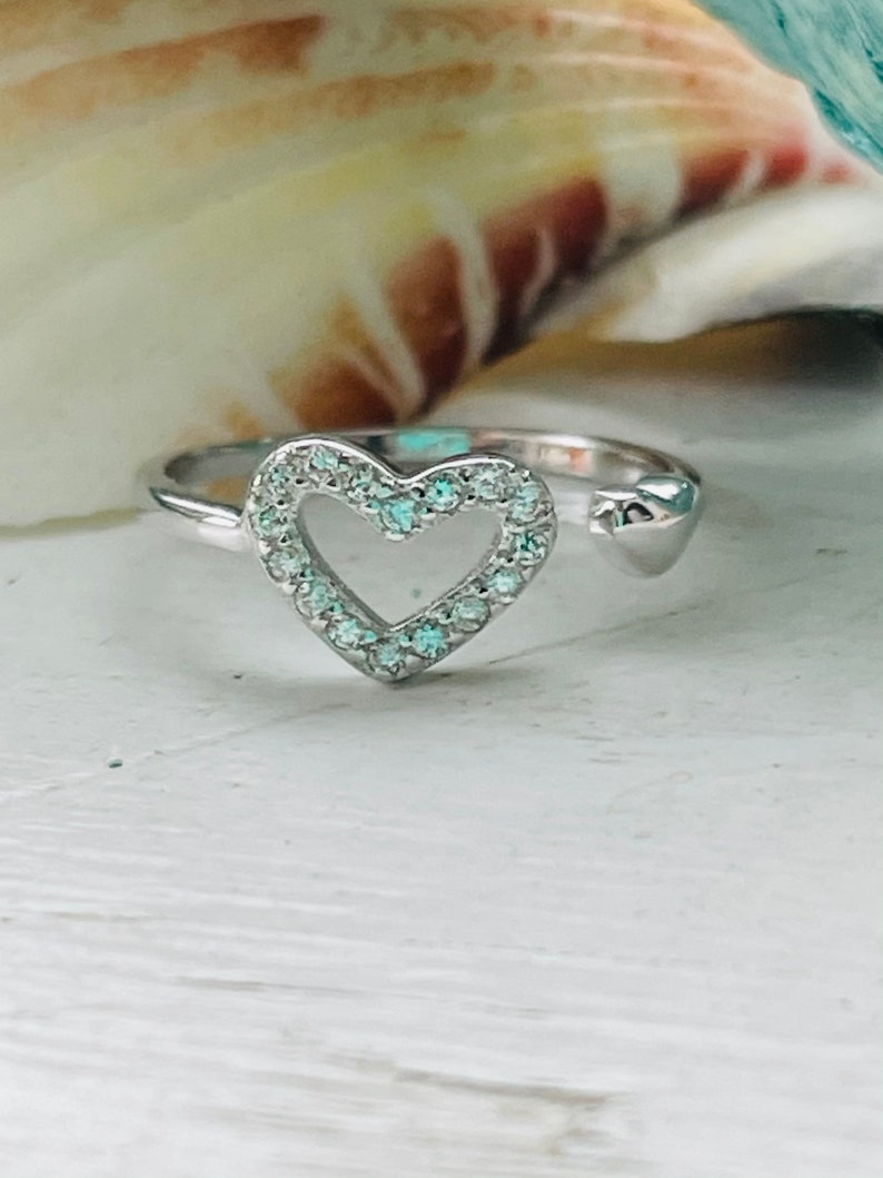 Sterling Silver Adjustable CZ Heart Toe Ring
