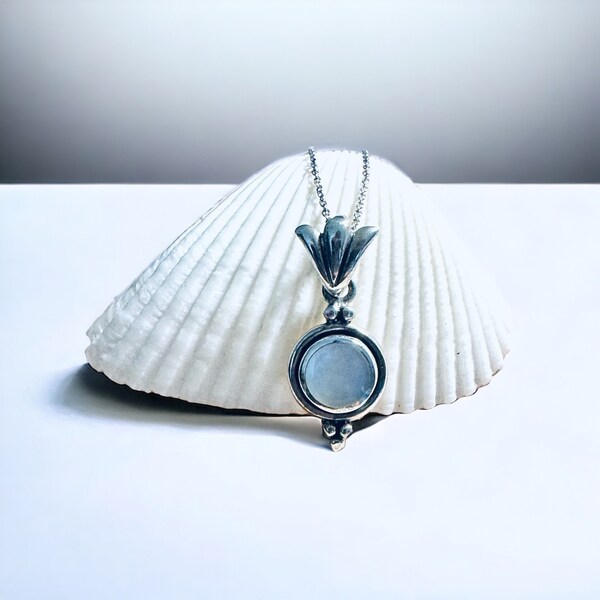 Sterling Silver Mother of Pearl Bali Pendant Necklace