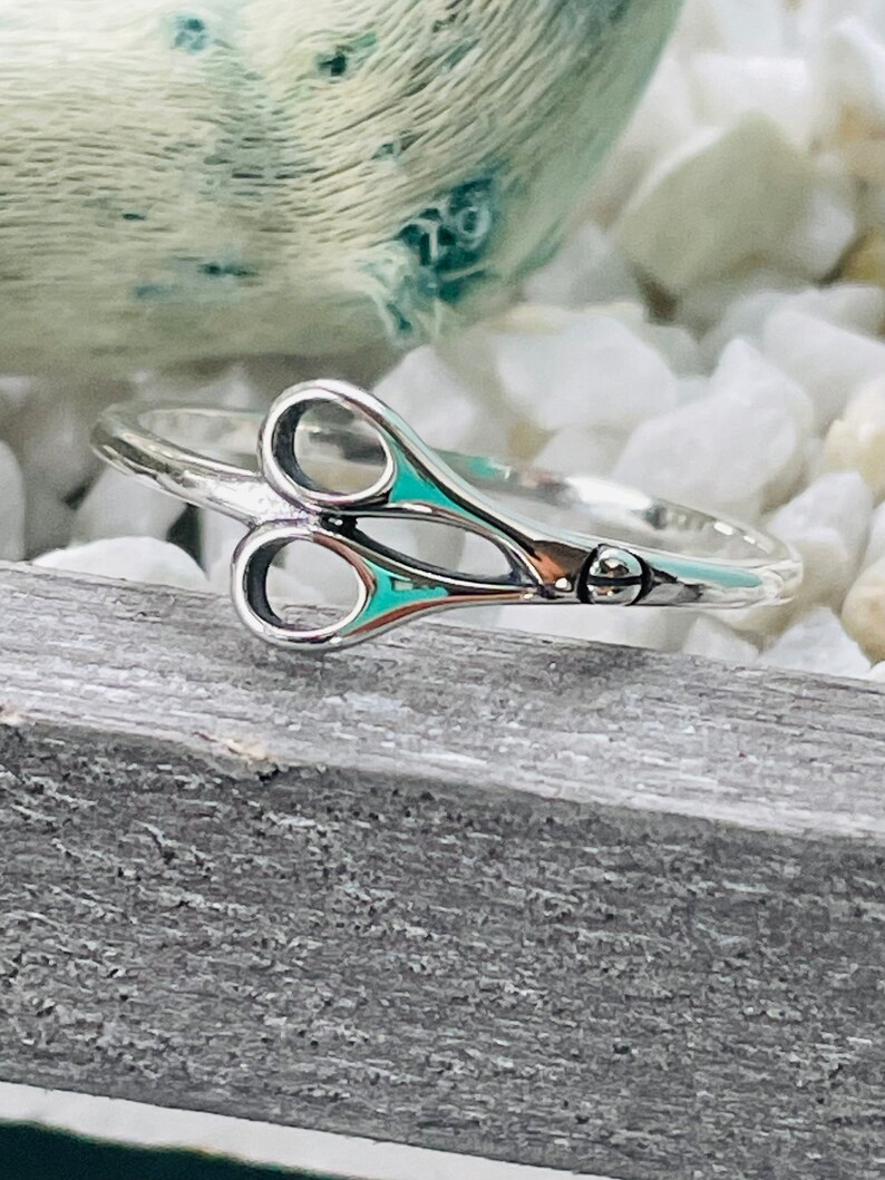 Sterling Silver Scissors Band Ring Etsy UK