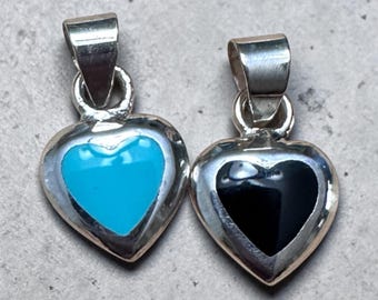 Sterling Silver Mini Solid Stone Heart Pendant