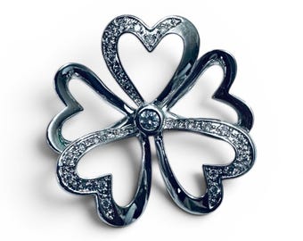 Sterling Silver Large Statement CZ Stone Flower Slide Pendant