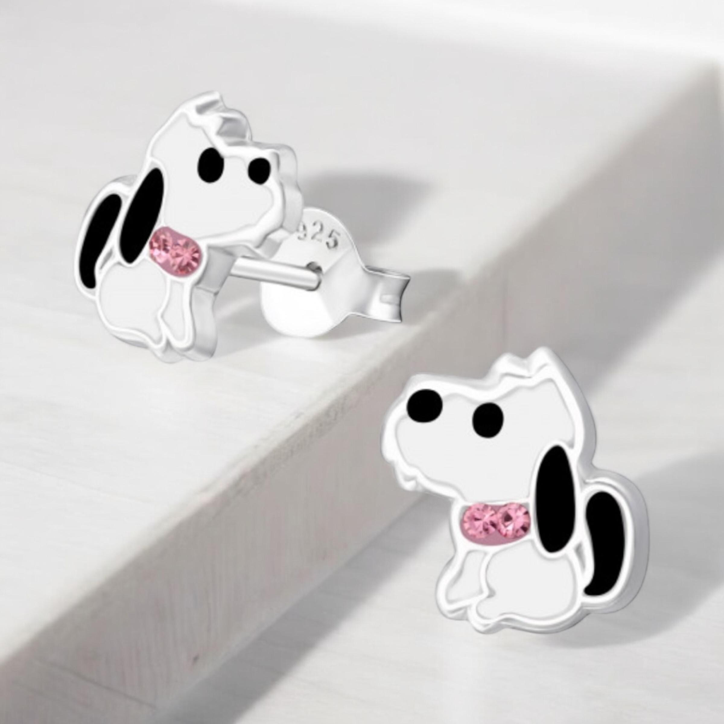 Sterling Silver Snoopy Earrings - Etsy