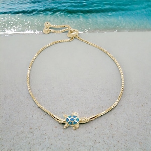 Sterling Silver  Fire Opal Sea Turtle Bolo Style Bracelet