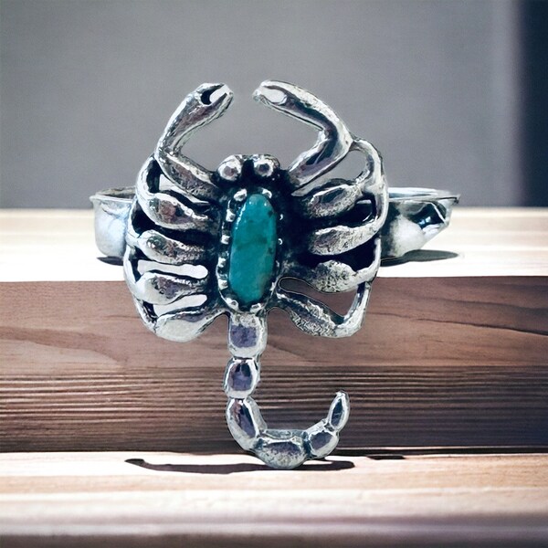 Sterling Silver Turquoise Stone Scorpion Ring