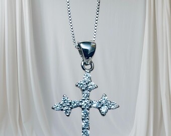 Pendentif Croix Argent Sterling 925 Avec CZ - Chaîne Incluse, Boîte Cadeau, RJ Jewels