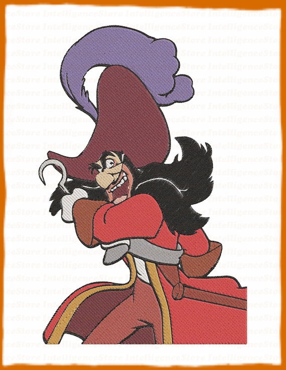 Captain Hook Peter Pan Filled Embroidery Design 9 Instant Download -   Canada