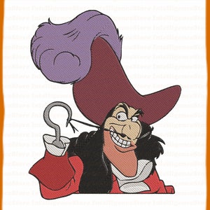 Captain Hook Peter Pan Gevuld Borduurwerk Ontwerp 11 - Instant Download