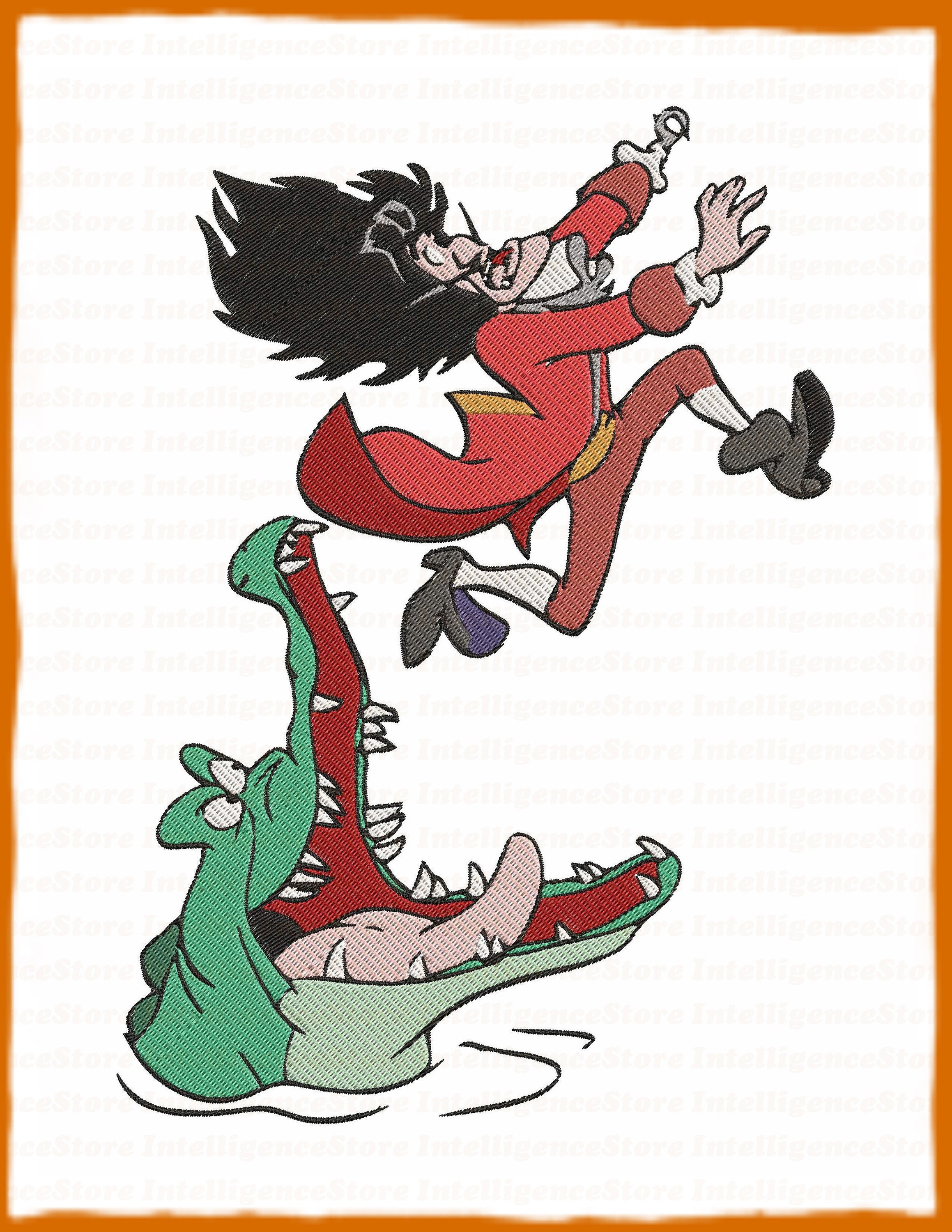 Captain Hook With Crocodile Peter Pan Filled Embroidery Design 2 Instant  Download -  Canada