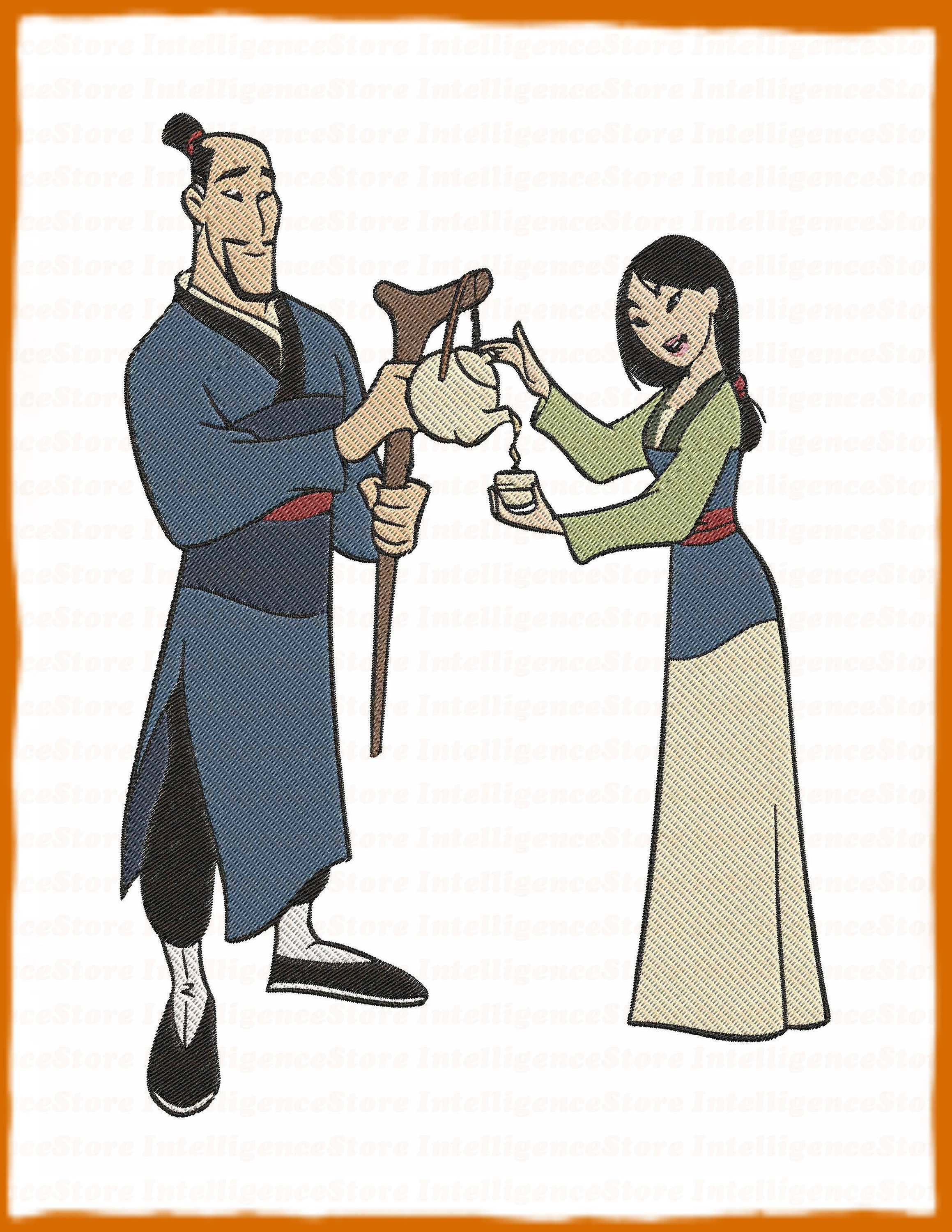 Fa Mulan With Fa Zhou Filled Embroidery Design 4 Instant - Etsy