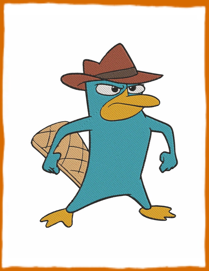 Perry The Platypus Phineas And Ferb Fill Embroidery Design 3 Instant Download image 1