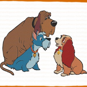 Trusty With Jock Lady And The Tramp Filled Embroidery Design 1 - Instant Download