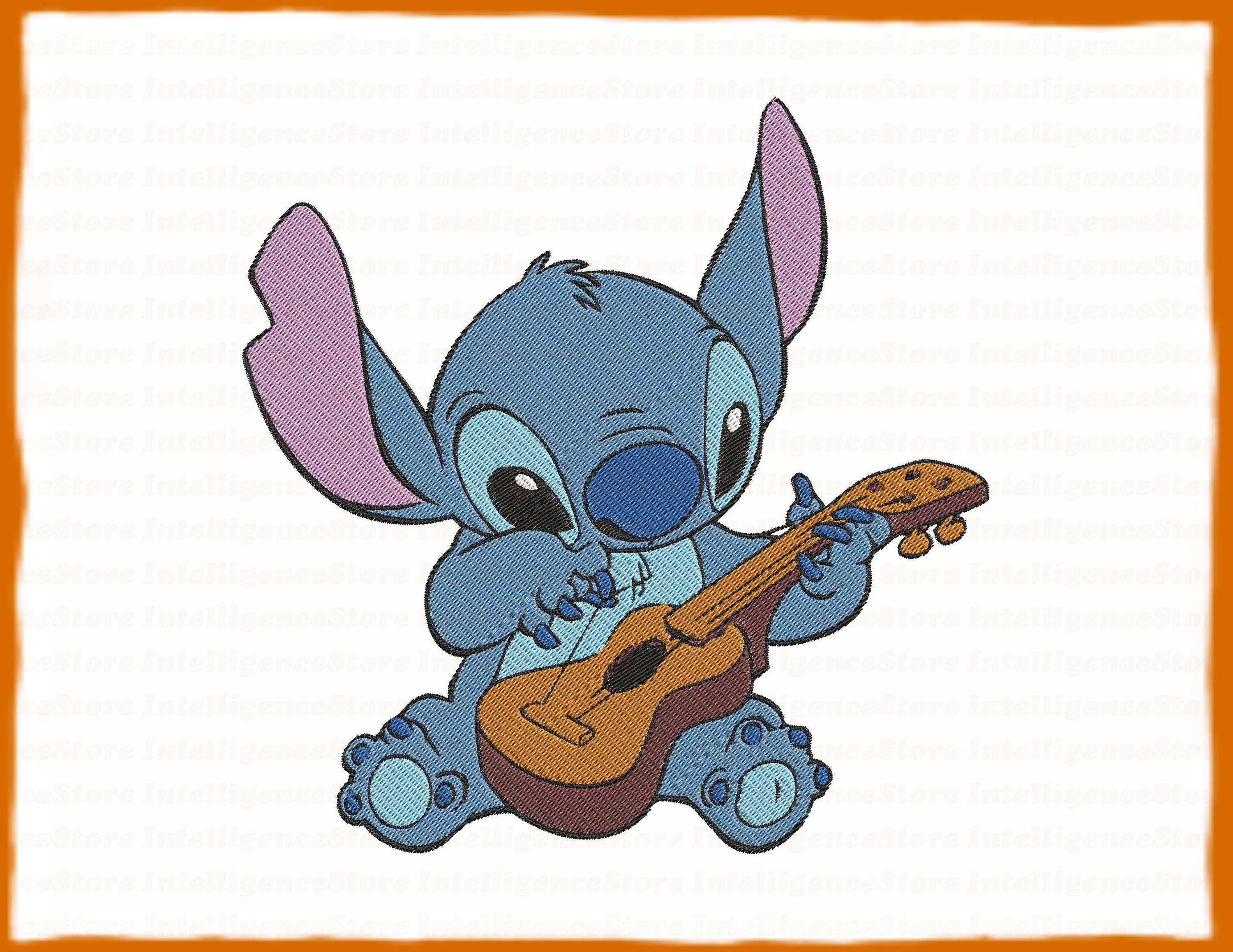 Guitar Lilo and Stitch Filled Embroidery Design 1 Instant Etsy