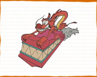 Mushu Mulan Filled Embroidery Design 1 - Instant Download