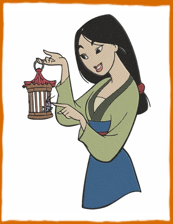 Fa Mulan With Cri Kee Filled Embroidery Design 3 Instant Download