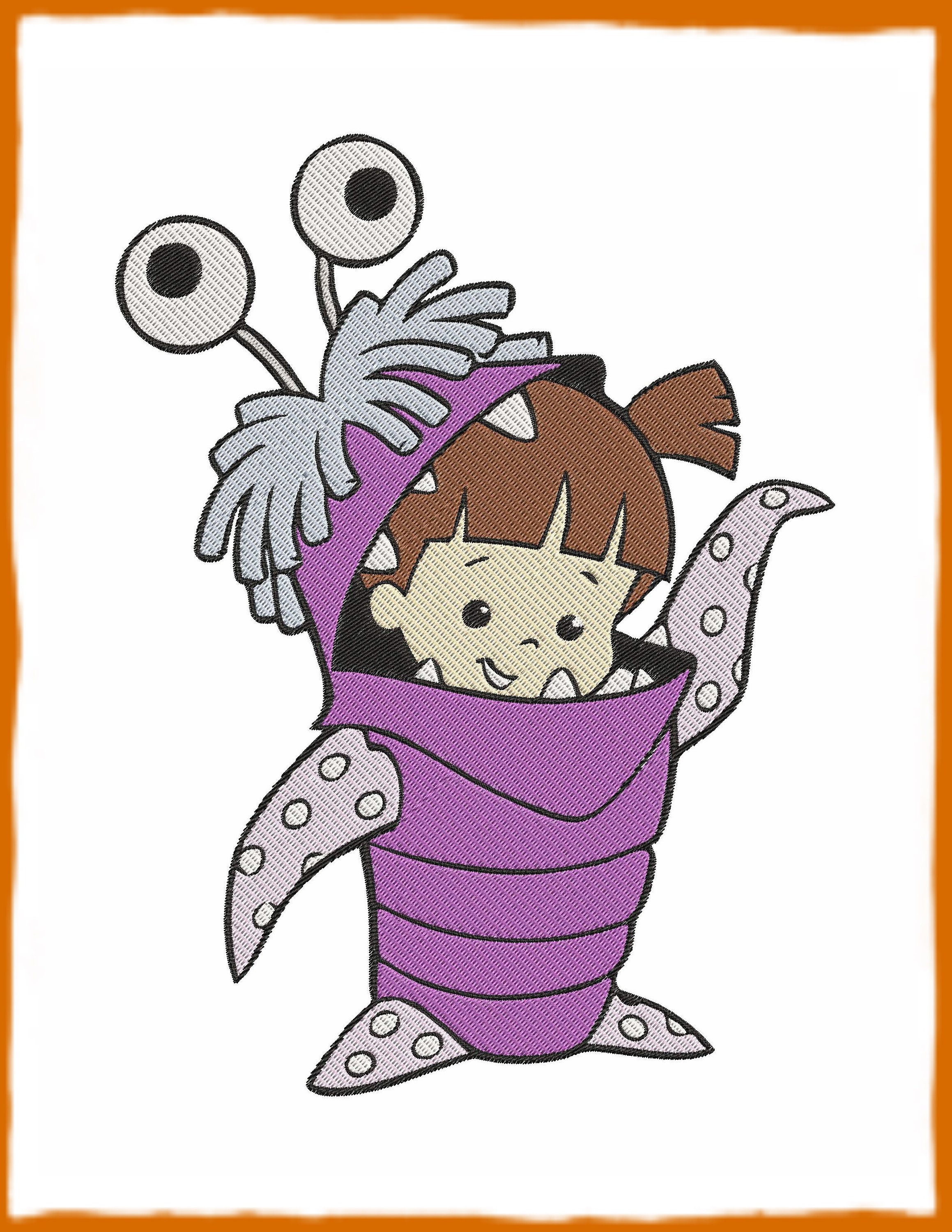 Desenho de bordado preenchido Boo Monsters Inc 2 - Download instantâneo