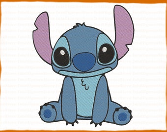 Kawaii Stitch With Hearts Machine Embroidery Design File Lilo 