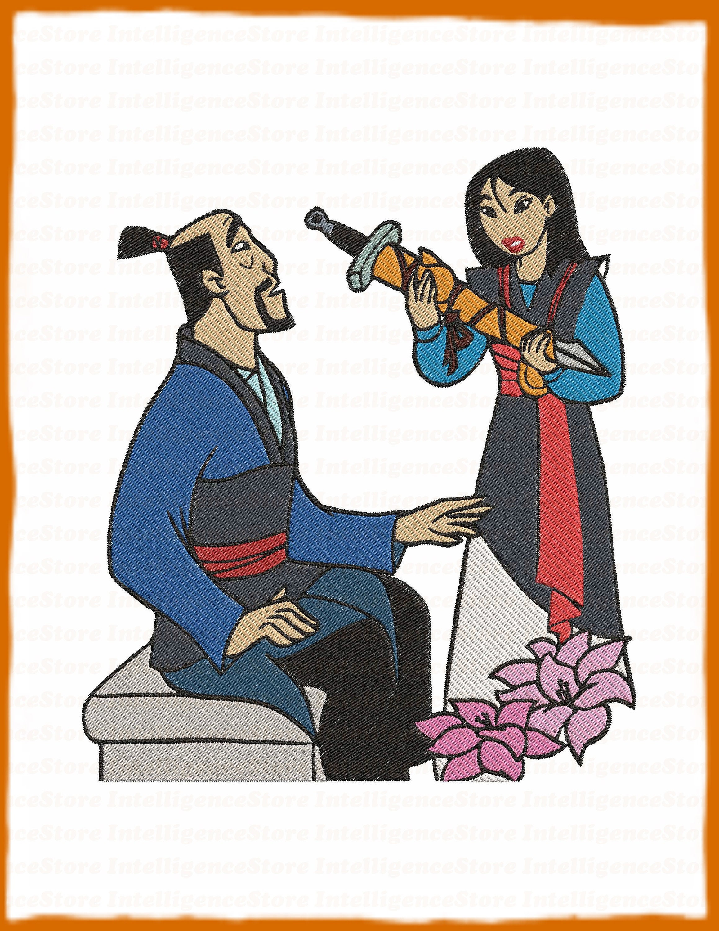 Fa Mulan With Fa Zhou Filled Embroidery Design 1 Instant - Etsy Singapore