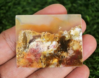 大きなマルチカラーモスアゲートクリスタル - ペンダントジュエリー用のヒーリングストーン - ユニークなインクルージョンの宝石ジュエリー