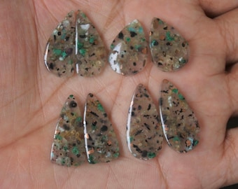 Chrysocolla Copper in Chalcedony Earring Pair