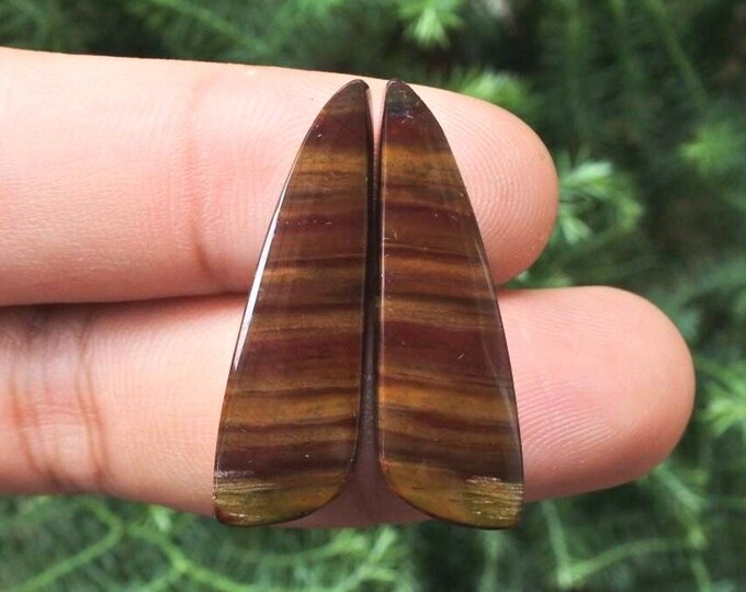Java Stripe Jasper Earring Pair, Orange colour