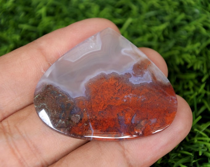 Big Pear Shape Plume Moss Agate