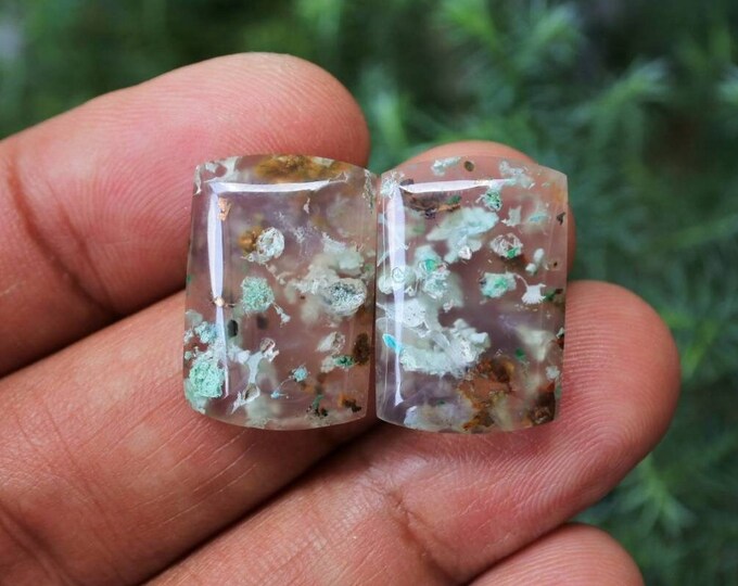 Chrysocolla Copper in Chalcedony Earring Pair