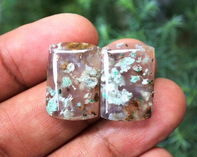 Chrysocolla Copper in Chalcedony Earring Pair