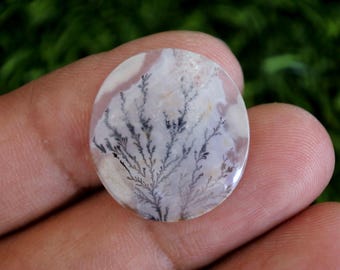Dendritic Agate Cabochon (22mm x 4mm) – Natural Stone Pendant Making