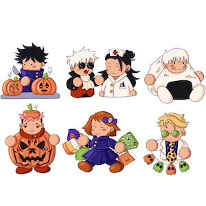 JJK anime Halloween stickers! - Gojo, Geto, Itadori, Fushiguro, Nobara, Nanami, and Inumaki
