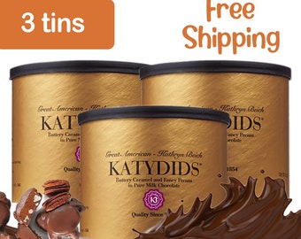 Katydids Candy (3 tins) - Kathryn Biech Original Milk Chocolate Caramel Pecan Clusters- The Turtles in the Famous Gold Tin