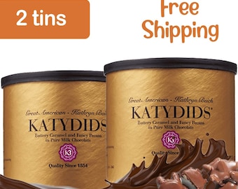 Katydids Candy (2 tins) - Kathryn Biech Original Milk Chocolate Caramel Pecan Clusters- The Turtles in the Famous Gold Tin