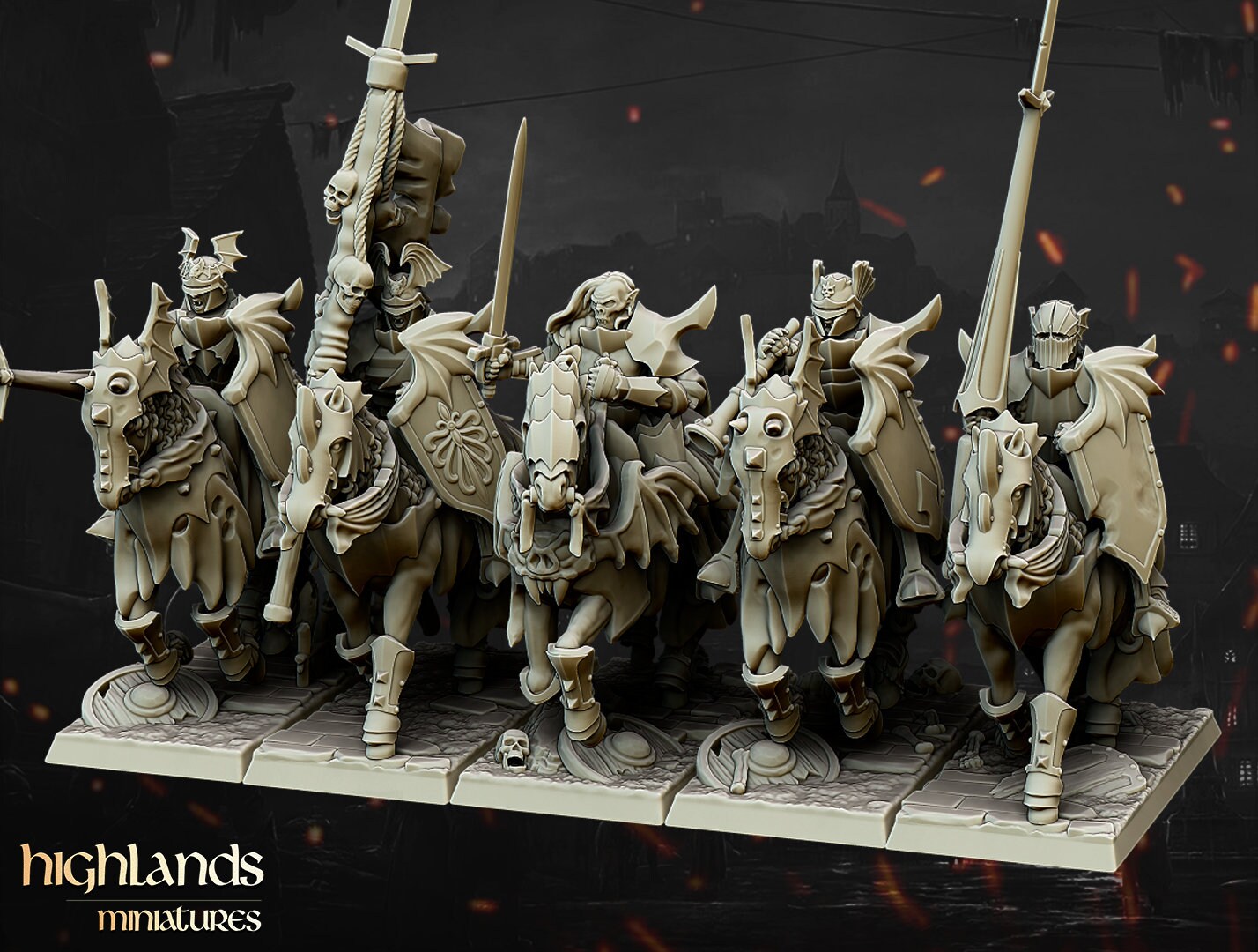 Blood Knights ミニチュアセット Vampire Knights Proxy for 32mm Scale Games - Highlands Miniatures