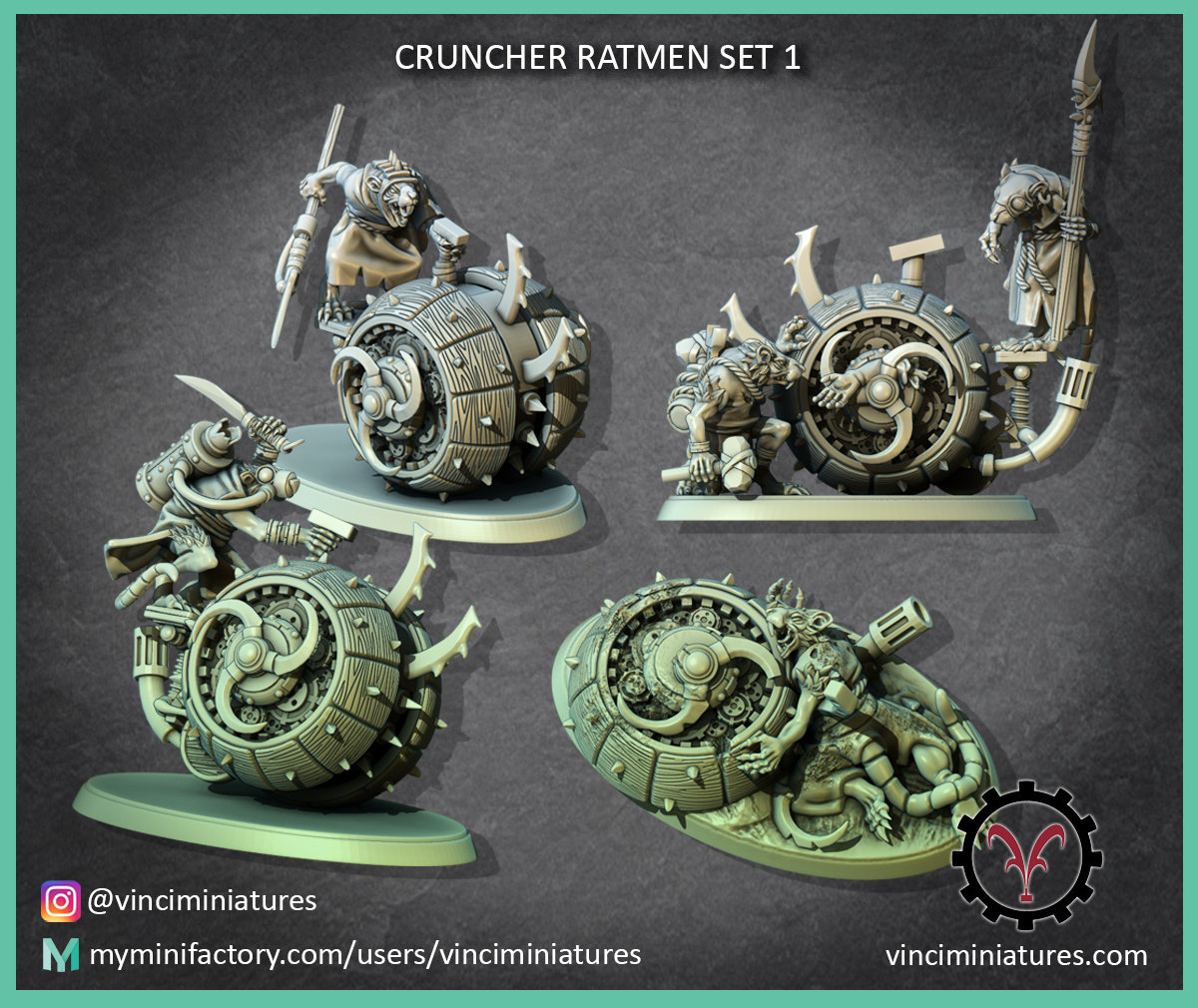 Ratmen Cruncher Wheel - 28mm Scale Proxy for Tabletop Games - Old