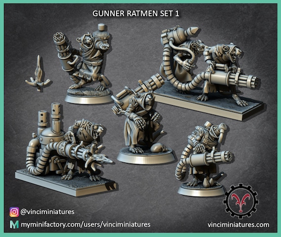 Ratmen Ratling Gunner 3d model 28mm rat proxy