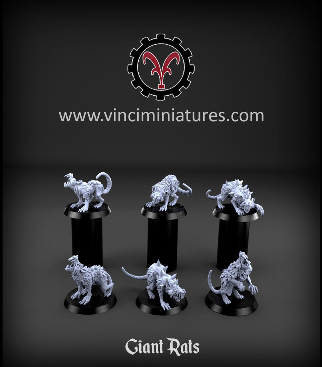 Giant Rats Miniatures: 28mm Scale, DND Tabletop Gaming (set of 6) - Etsy