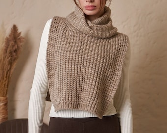 Turtleneck Dickie, Knit Wool Dickie, Mohair Turtle Neck, Dickie Collar, Bib Neck Warmer, Turtleneck Scarf, Hand Knitted Neck Warmer Womens