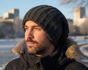 Extra Large Slouchy Beanie, Oversized Knit Hat, Chunky Warm Winter Hat, Thick Wool Beanie for Men and Women
