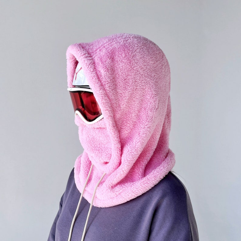 White Sherpa Hood Fits Over Helmet Balaclava Handmade Helmet Etsy