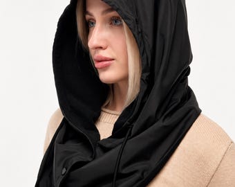Stylish Practical Hood, Hooded Scarf, Loose Warm Cowl Hood, Drawstring Fleece Hood, Hooded Neck Warmer, Unisex