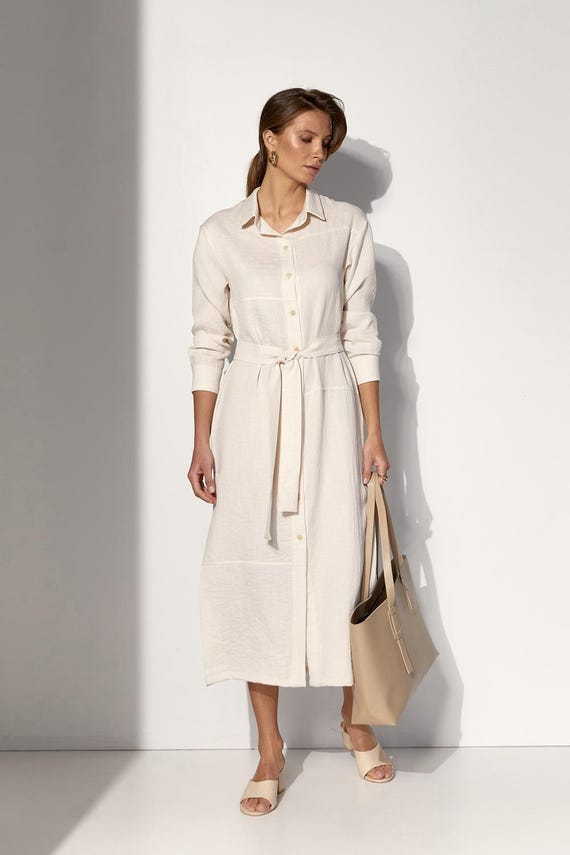yellow mini linen dress Beatrice Puffed-Sleeve Linen Mini Dress main image 0