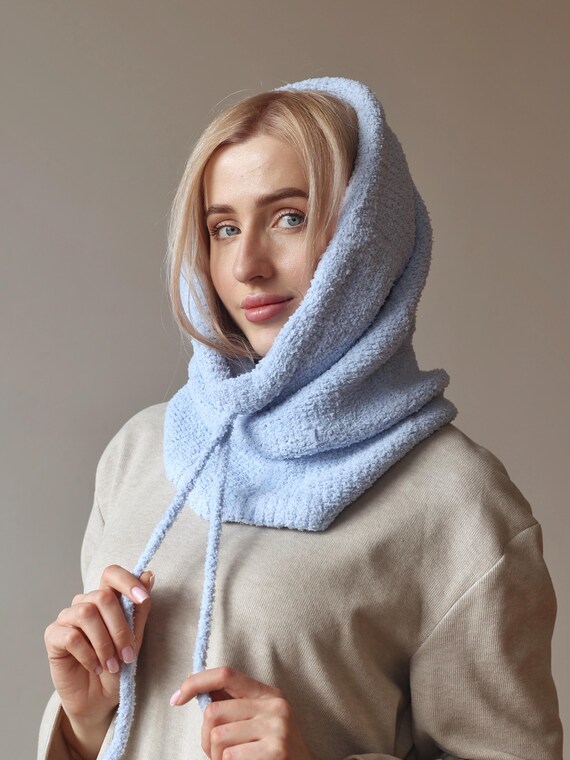 Hooded Cowl, Knit Balaclava, Hooded Scarf, Fleece Hood Scarf  display picture 2