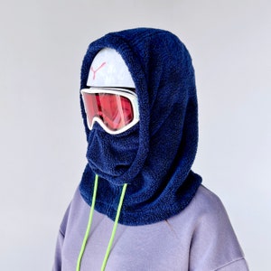 Over Helmet Hood, Sherpa Hood, Balaclava, Fits over helmet, Snowboard helmet Cover, Ski Fleece Hood, Handmade Snowboard gift