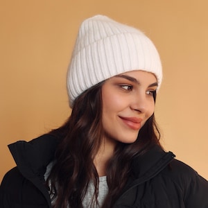 Angora beanie hat, Fleece lined hat, Soft wool hats, Knit winter beanie, Extra warm hat, High quality angora beanie, Winter womens beanie