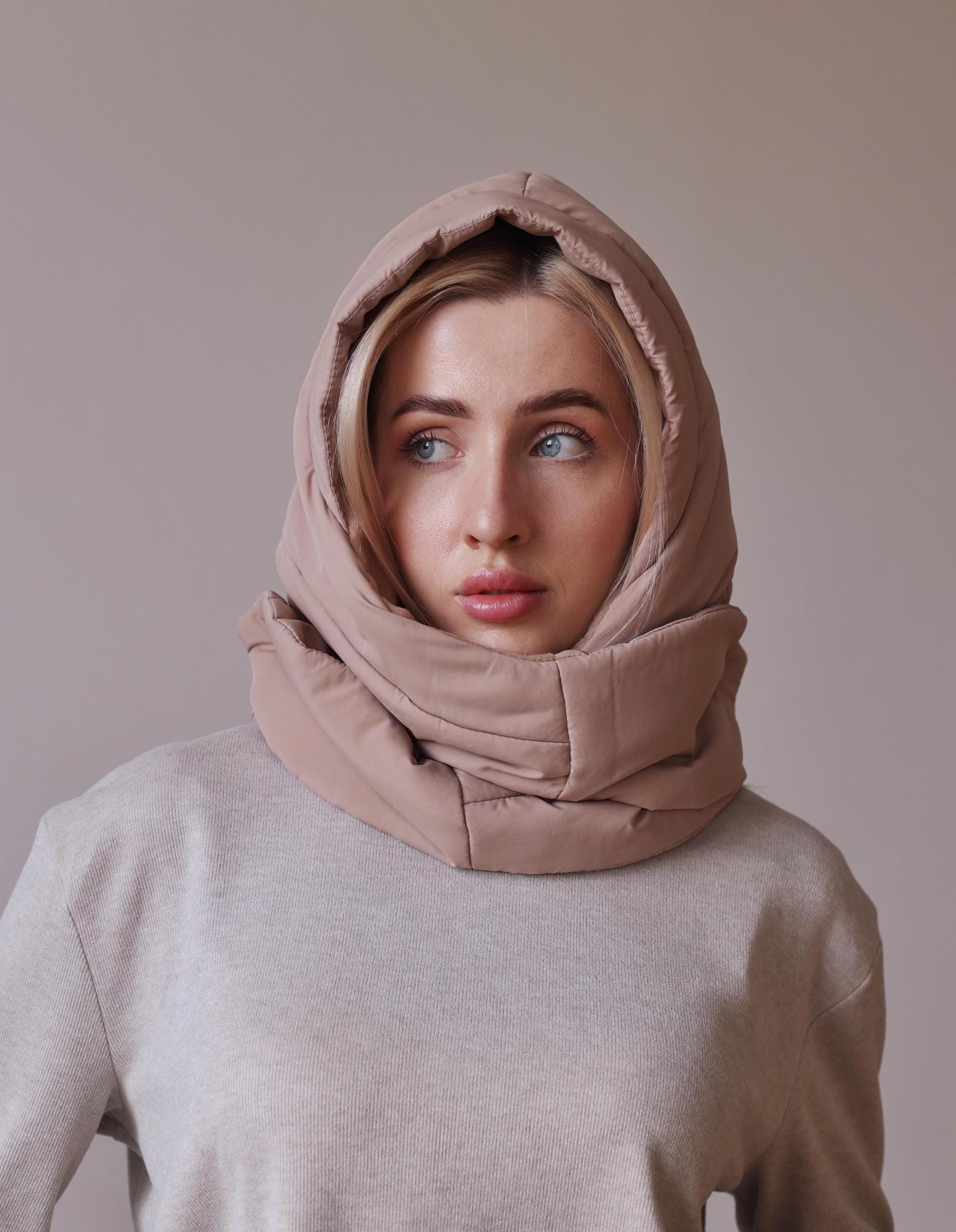 Pillow Puffer Headscarf, Warm Balaclava Hood, Winter 