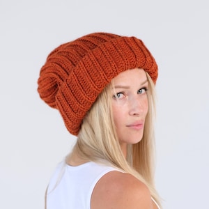 Super Slouchy Beanie Hat Big Baggy Hat Winter Adult Teen Fashion Chunky Knit Slouchy Knitted Hat Large Women Oversized Hat