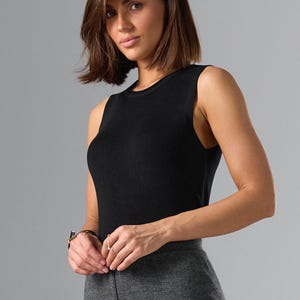 Sleeveless Knit Top for Women, Cotton Viscose Tank, Minimalist Fitted Shell, Soft Lightweight Layering Top, Capsule Wardrobe Essential