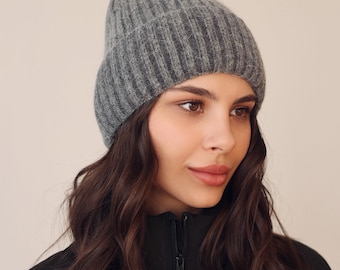 Angora Wool Beanie: Gatsby Style Hat With Mink Fur Flower