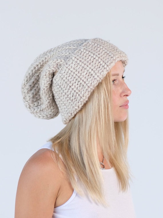 Extra Large Hat Chunky Knit Beanie Baggy Hat Slouchy Beanie Oversized Beanie Hat Wool Hat for Women Etsy