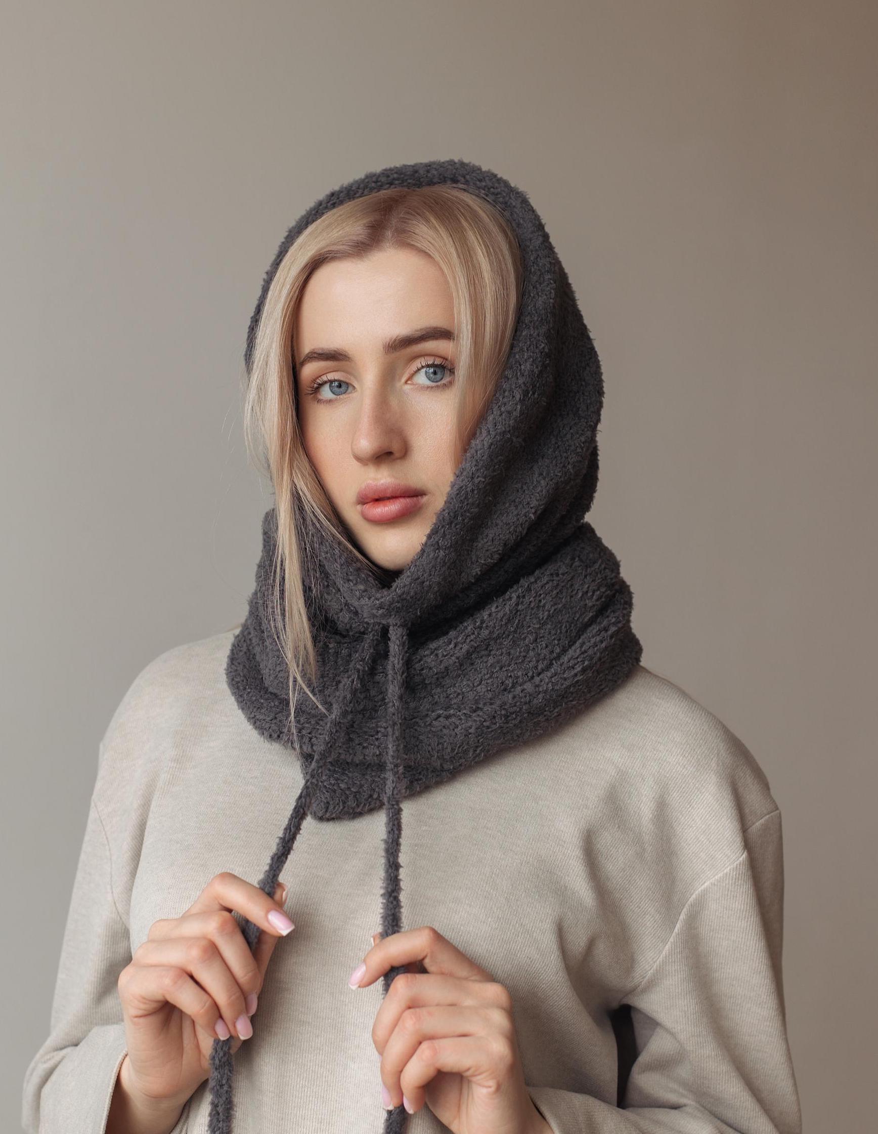 Hooded Cowl, Knit Balaclava, Hooded Scarf, Fleece Hood Scarf Hooded Cowl, Knit Balaclava, Hooded Scarf, Fleece Hood Scarf