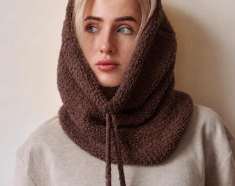 Hooded Scarf, Balaclava, Hooded Cowl, Fleece Hood Scarf, Head